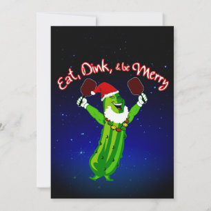 Julpickleball Santa Hat Pickle Julkort