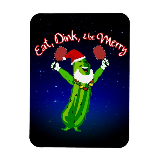 Julpickleball Santa Hat Pickle Magnet (Vertikal)