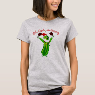 Julpickleball Santa Hat Pickle T Shirt
