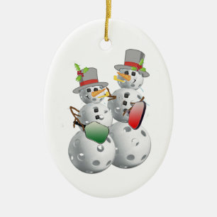 Julpickleball-Snögubbar Julgransprydnad Keramik
