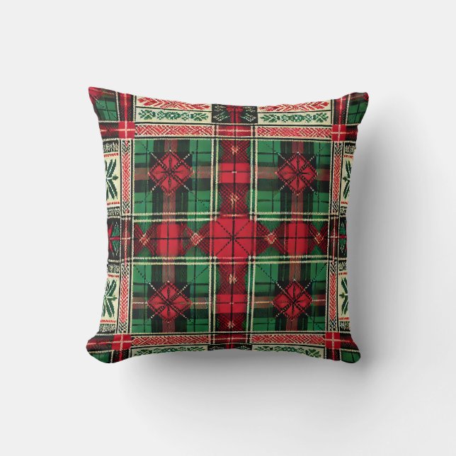 Julpillow-design - Klassiskt rött och Grönt Kudde (Framsida)