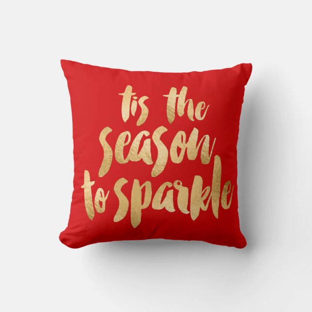 Julpillow-Gnistran Red and Guld Kudde (Framsida)