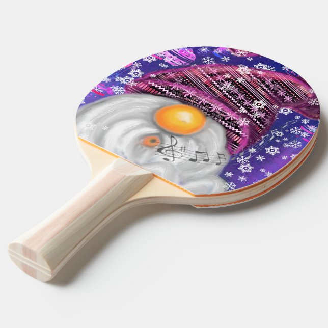 Julping Pong Paddle Gnome i Lila Hat Pingisracket (Frontvinkel)