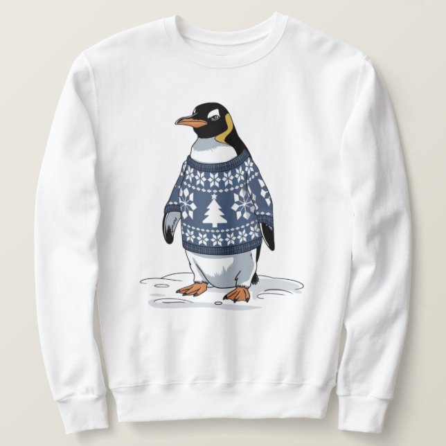Julpingvin Lång Ärmad Tröja (Design framsida)