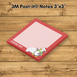 Julpingvin med snöbollor viftande post-it block
