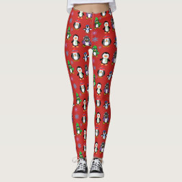 Julpingvin- och snöflingordamasker leggings