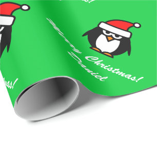 Julpingvin som slår in papper   Personalizable Presentpapper