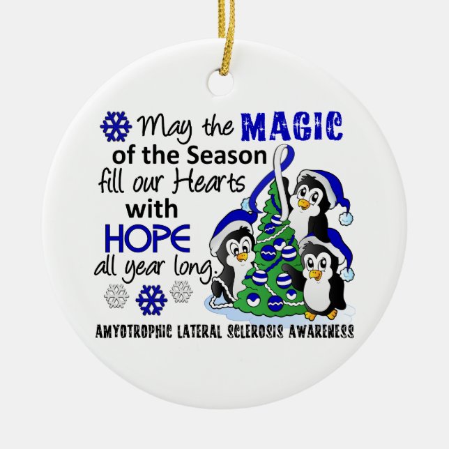 JulpingvinALS Lou Gehrig's Disease Julgransprydnad Keramik (Framsidan)