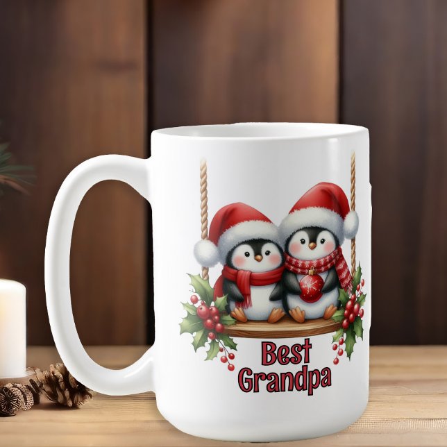 Julpingviner Bästa Farfar Kaffemugg (Cute Christmas Penguins Best Grandpa Mug)