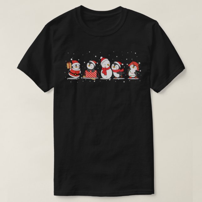 Julpingviner  God Jul  Gott Nytt År T Shirt (Design framsida)