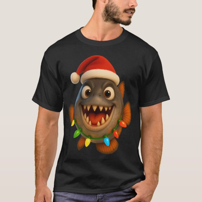 Julpiranha T Shirt (Framsida)