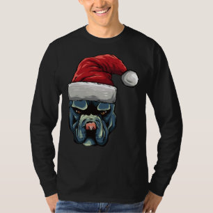 Julpit Bull Puppy Hund i Santa Hat T Shirt