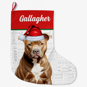 Julpit Bull Terrier Namn Woof Background Stor Julstrumpa