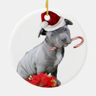 Julpitbullvalp Julgransprydnad Keramik