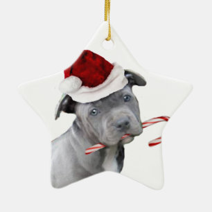 Julpitbullvalp Julgransprydnad Keramik