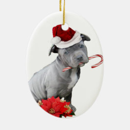 Julpitbullvalp Julgransprydnad Keramik