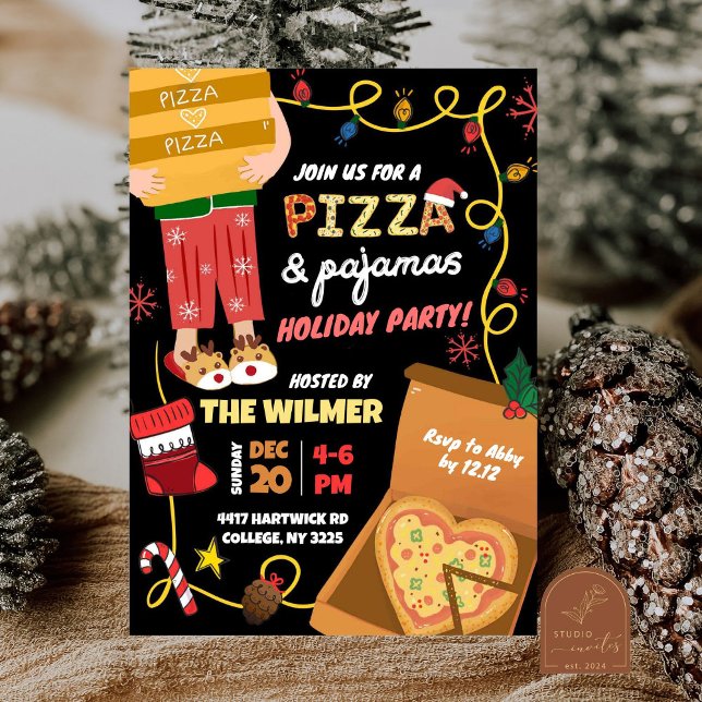 Julpizza och pyjamasas julfest inbjudningar (Skapare uppladdad)