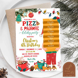 Julpizza och pyjamasas semester födelsedag inbjudningar