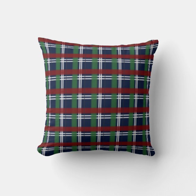 Julplagt Grönt och Red Navy Blue Kudde (Framsida)