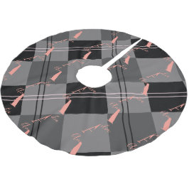 Julplagt Monogram Grått Black Rosa Julgransmatta Borstad Polyester