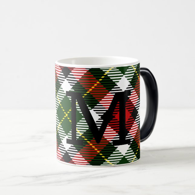 Julplagt Monogram Initial Festive Helgdag Magisk Mugg (Framsida höger)
