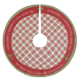 Julplagt - Röd, Grönt och vitt - Julgransmatta Borstad Polyester