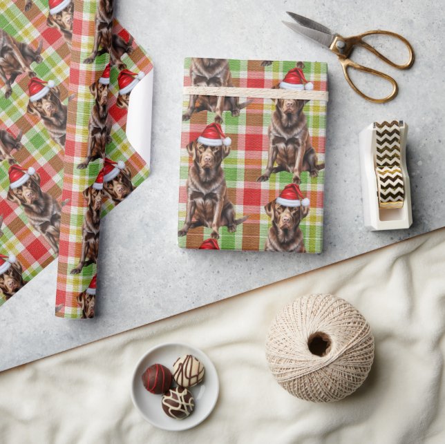 Julplaid Choklad Lab Santahund Jul Presentpapper (Hantverk)
