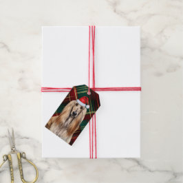 Julplaid med en afghanhund jul presentetikett
