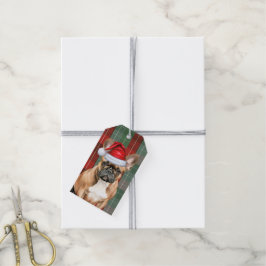 Julplaid med en fransk bulldog jul presentetikett