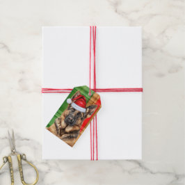Julplaid och tysk shepherdhund jul presentetikett
