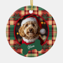 Julplaid Skräddarsydd Hundfoto Julgransprydnad Keramik