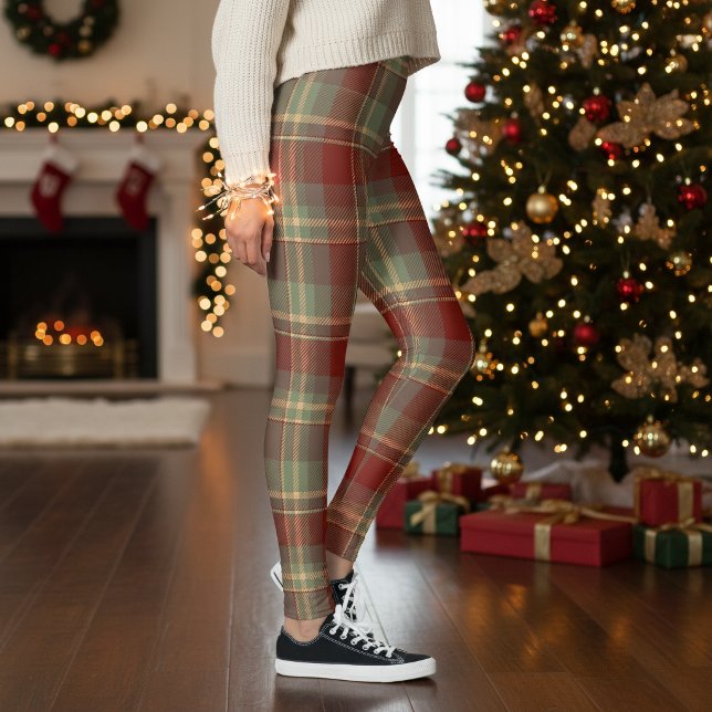 Julplaid Tegelröd Grön ID1141A Leggings (Skapare uppladdad)