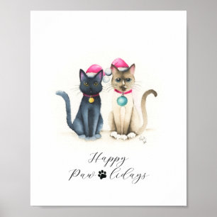 Julplakat med akvarellkatter poster
