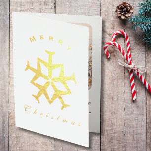 Julplan Snowflake Photo Funny Aviation Folierat Kort