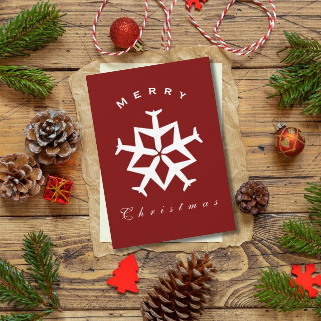 Julplan Snowflake Photo Funny Aviation Julkort (Skapare uppladdad)