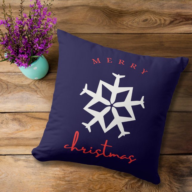 Julplan Snowflake Photo Funny Aviation Kudde (Skapare uppladdad)