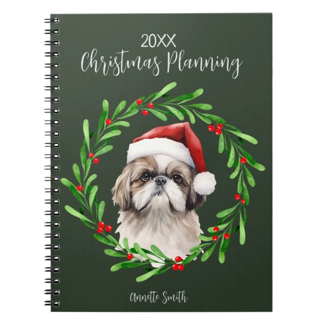 Julplanering Hund Shih Tzu, valp Anteckningsbok (Framsidan)