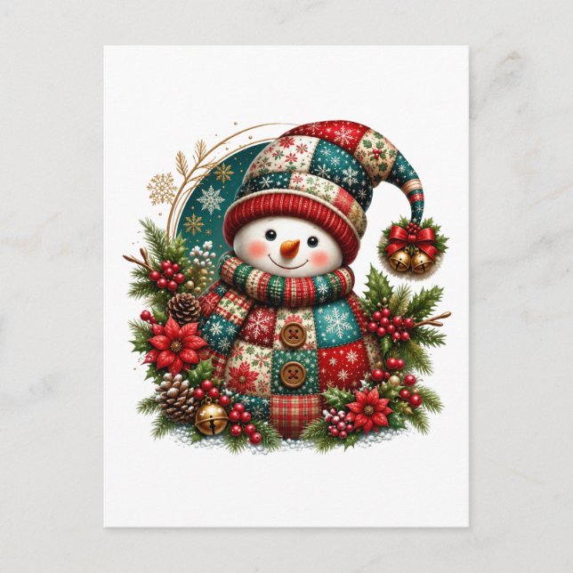 Julplåster Snöman Inbjudan Vykort (Framsida)