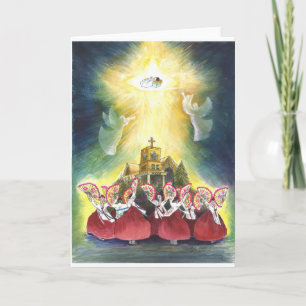 Julplats-Firande av födelse av Jesus Helgkort