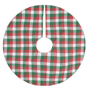 Julplatta rödvita grönten buffalo mönster julgransmatta borstad polyester