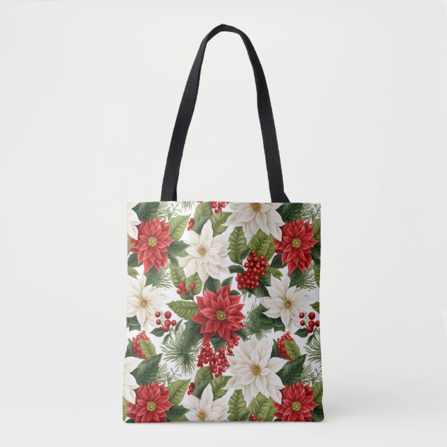 Julpoängpelargon – Högtidsblomsdesign Tygkasse (Framsida)