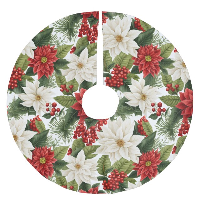 Julpoängpelargon – Högtidsblomsterdesign Julgransmatta Borstad Polyester (Framsidan)