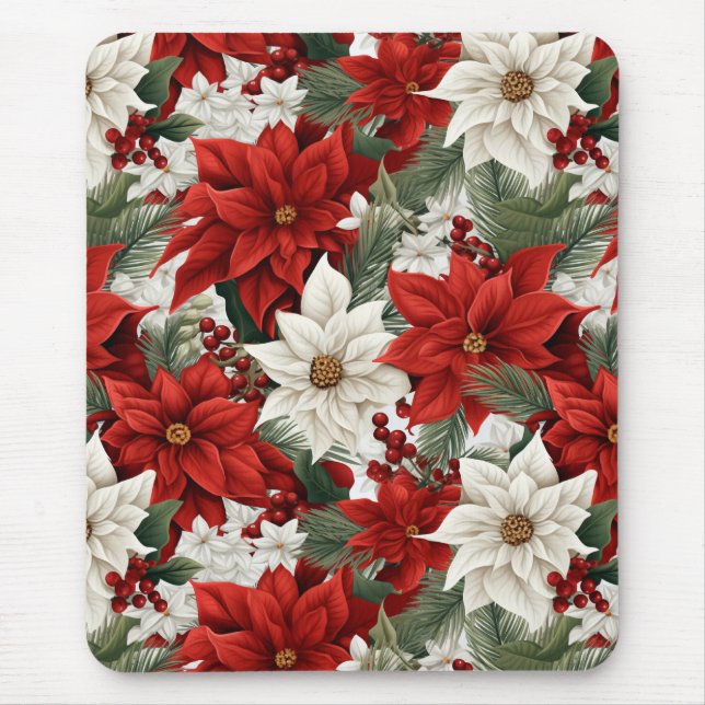 Julpoängpelargon – Högtidsblomsterdesign Musmatta (Framsidan)