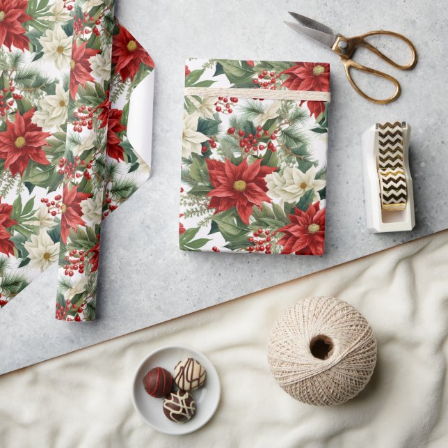 Julpoängpelargon – Högtidsblomsterdesign Presentpapper (Hantverk)