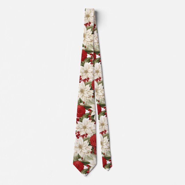 Julpoängpelargon – Högtidsblomsterdesign Slips (Framsida)
