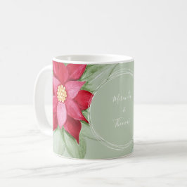 Julpoinsettia Akvarell Handmålad Kaffemugg