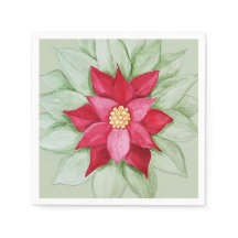 Julpoinsettia Akvarell Handmålad
