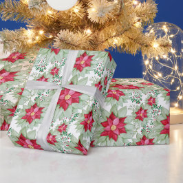 Julpoinsettia Akvarell Handmålad Presentpapper