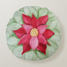 Julpoinsettia Akvarell Handmålad