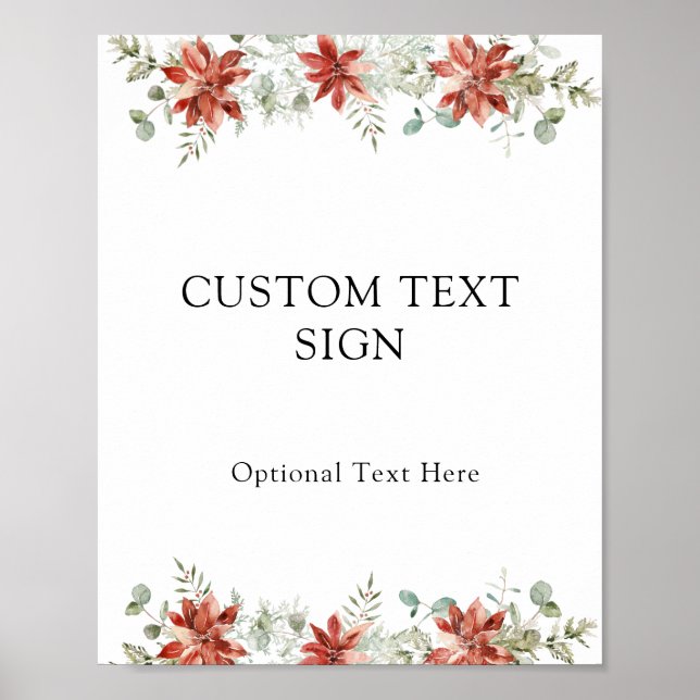 Julpoinsettia Anpassad Textskylt Poster (Framsidan)